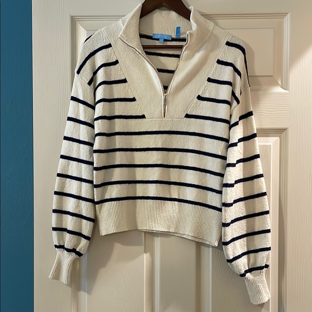 Draper James Striped Quarter Zip Mariner Stripe